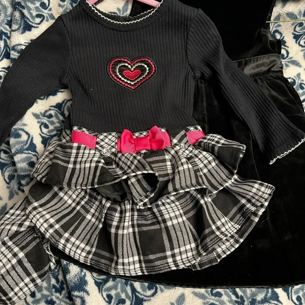 12 month Baby Girl Gap Black Holiday Fancy Dresses Black White Pink Lot of 2